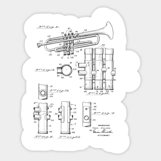 Horn musical instrument vintage patent drawing Sticker